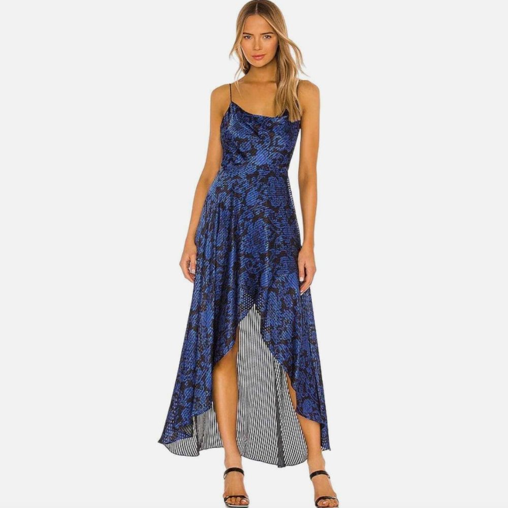 Alice + Olivia Christina draped floral-print satin-twill and voile dress